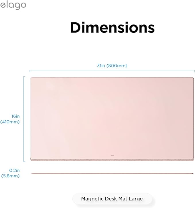 elago Smart Magnetic Desk Mat Compatible with All Magnetic Products -Paper Protector, Mouse Pad, Laptop, Non-Slip Top, Premium Waterproof Writing Pad for Office and Home (Lovely Pink) [Large]