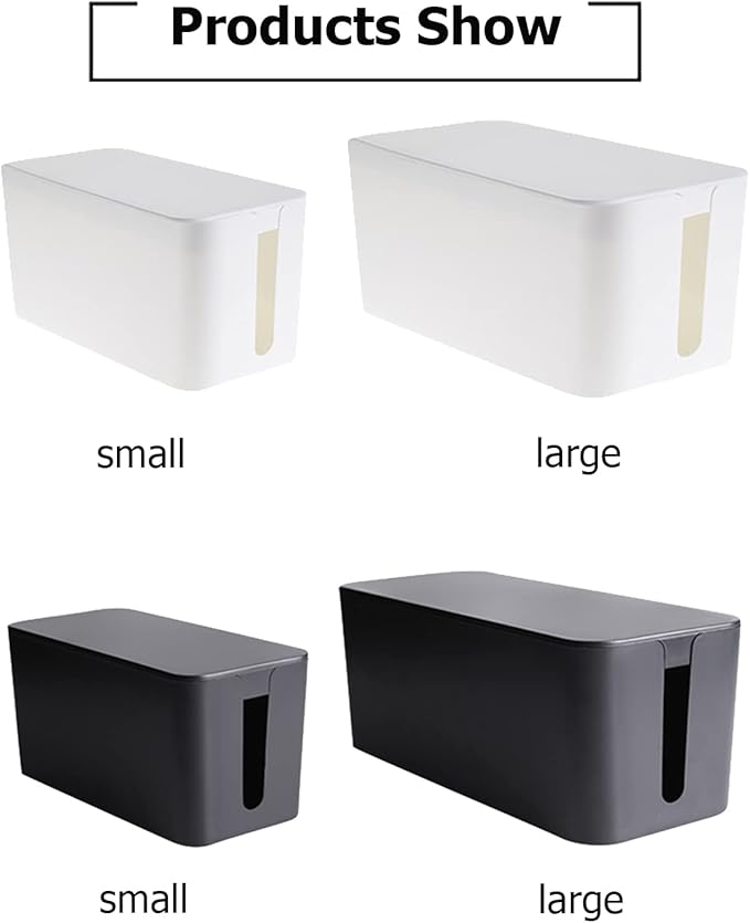 Cable Management Box,Cord Organizer Box for Home and Office System to Cover and Hide, Power Strips, Cords,Surge Protector (Small, White)