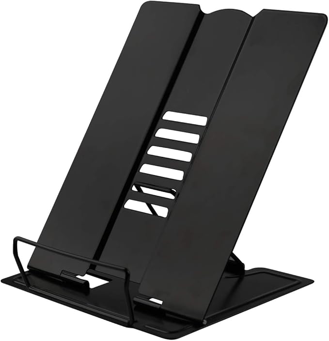 Citmage Desk Book Stand Document Holder Heavy Duty Metal Reading Stand with Book Magazine Menu iPad Music Score Speech Draft with 5 Adjustable Positions(Black)