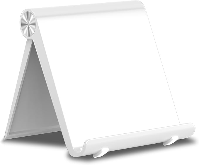 Cell Phone Foldable Stand for Desk, Portable Cell Phone Holder, Adjustable Tablet Dock, Office Desk Accessories for iPhone 17 16 15 14 13 Pro Max Air, Galaxy S25, S24, White