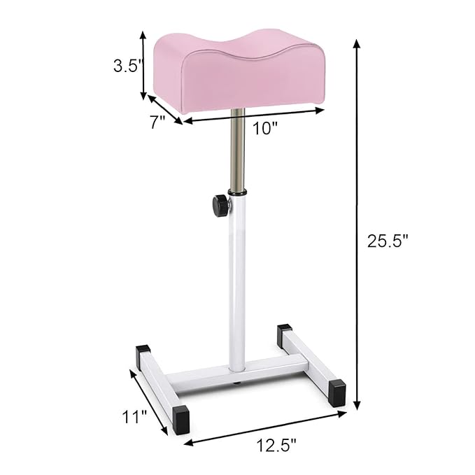 CHAOEEMY Pedicure Foot Rest,Adjustable Height Pedicure Stool,Pedicure Stand for Home Salon,Tattoo,Nail Tech(Pink)