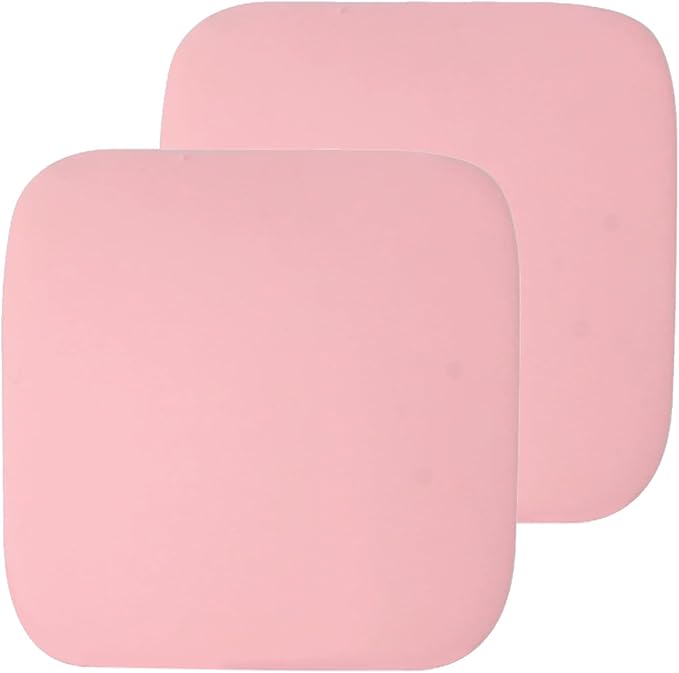 Non-Slip Pink Square Seat Cushions Set of 2 - Comfortable Chair Pads with Removable Cover (15"x15"x1.7") for Kitchen, Office, Car & Indoor Use