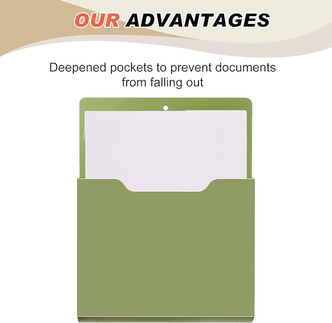 Fuutreo 6 Pcs Magnetic Wall File Organizer Magnetic Wall File Holder Refrigerator Magazine Holder for Mail Letters Paper(Dark Vintage,Vertical-large)