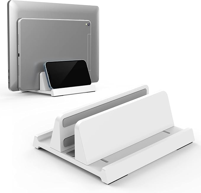 Verticle Laptop Stand,Adjustable Vertical Laptop Stand for Desk，Compatible with 11-inch to 17.3-inch Computer Stand for Laptop(White)