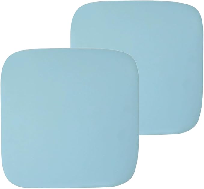 Non-Slip Sky Blue Square Seat Cushions Set of 2 - Comfortable Chair Pads with Removable Cover (15"x15"x1.7") for Kitchen, Office, Car & Indoor Use