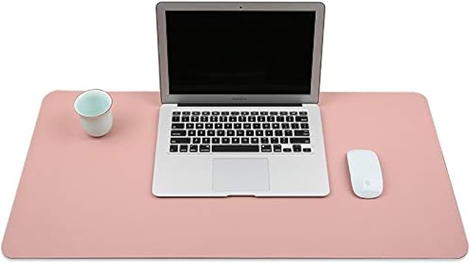 Desk Mat PU Leather Blotter Pad for Desktop on Top of Office Computer Laptop Writing Gaming Décor Accessories Table Topper Protector Under Keyboard Mousepad Pads Waterproof Pink Large XL 24 X 36 Inch