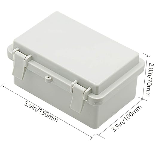 Zulkit 2pcs Junction Box ABS Plastic Dustproof Waterproof IP65 Electrical Boxes Hinged Shell Outdoor Universal Project Enclosure, 5.9 x 3.9 x 2.8 inch