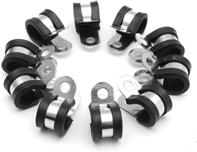 HOLYBEAR 1/2 Inch Stainless Steel Cable Clamp, Rubber Insulated Metal Conduit Wire Holder Strap Clips for Pipe, Tube, Hose Bracket (13mm, 20pcs)