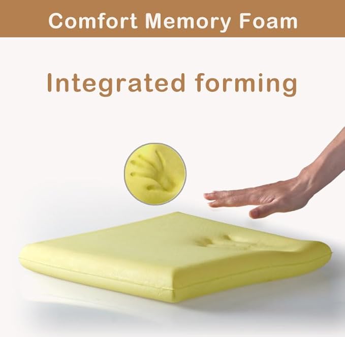 Augld Square Chair Seat Cushion Memory Foam Chair Cushion for Kitchen, Dining,Office or Car 16x16 in Beige