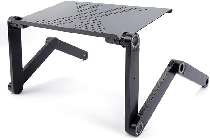 Adjustable Laptop Desk Foldable Lap Laptop Stand Portable Laptop Table Bed Tray Cozy Desk with Cooling Fan and Mouse Pad for Bed Sofa Couch at Home Living Room Bedroom Hospital, Black
