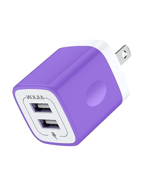 AILKIN USB Wall Charger, Charger Adapter, 2.1Amp Dual Port Quick Charger Plug Cube for iPhone, Samsung Galaxy Double USB A AC Power Adapter US Standard Travel Old Supply Box Charging Block