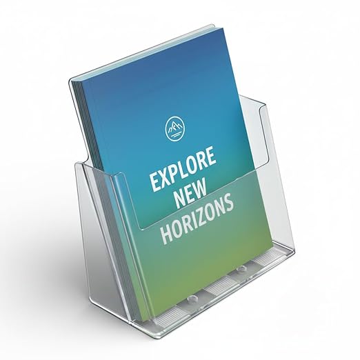 Azar Displays 252385-1PK Clear Acrylic Letter-Sized Brochure Holder – Wall Mount or Countertop Display for 8.5" x 11" Flyers, Magazines, and Pamphlets ( 1-Pack)