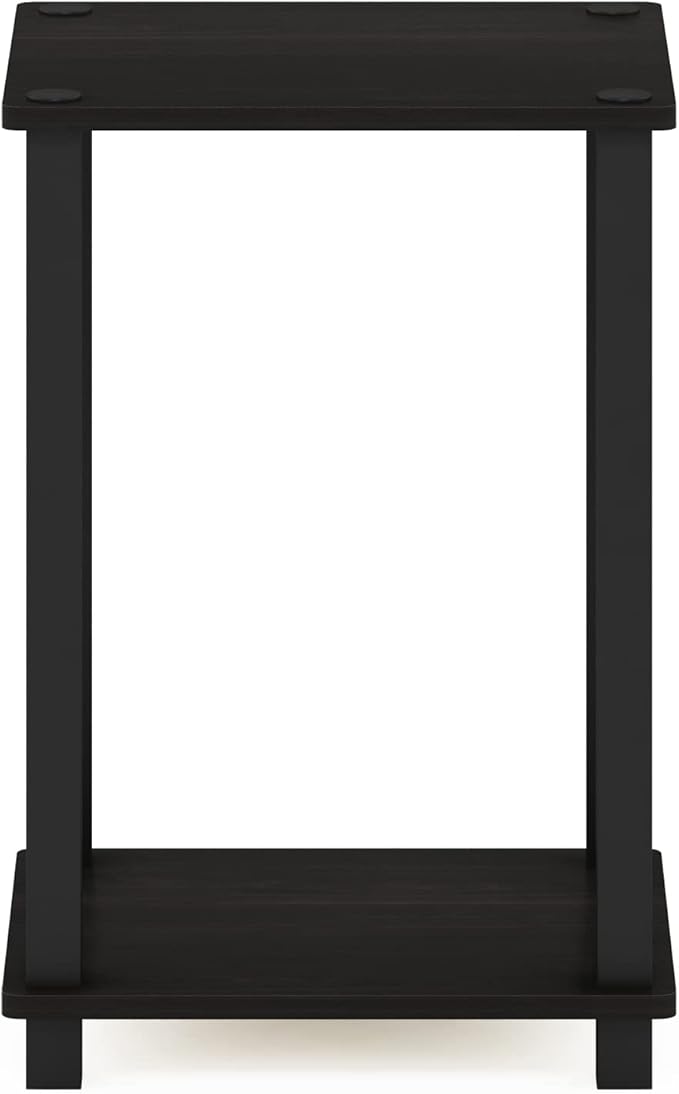Furinno Simplistic Side Table, 2-Tier Small End Table with Open Shelf, Easy Assembly Toolless Night Stand, Nightstand, for Living Room, Bedroom, Espresso
