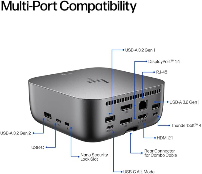 HP 180W G6 Thunderbolt 4 Ultra Dock Port Replicator Bundle w/DKZ Hub 9X481UT#ABA (Universal Thunderbolt/USB-C Docking Station, Data Transfers to Any Brand Laptop, Single Cable for Charging) 2 Pack