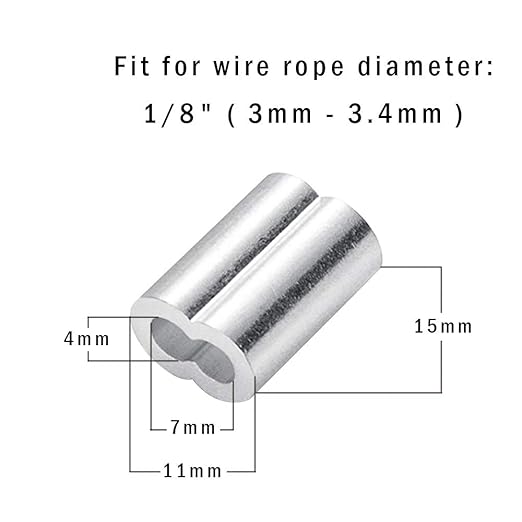 1/8" Aluminum Crimping Loop Sleeve 100PCS, Diameter Wire Rope and Cable (100)