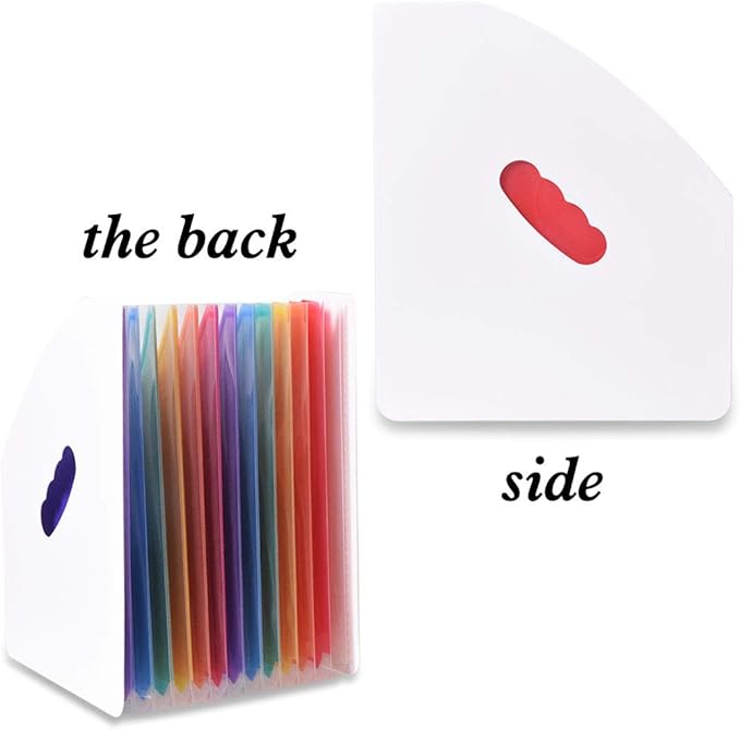 SAYEEC Rainbow Expanding File Holder Standing A4 Vertical Mini Book Organizer Magazine Basket Desktop 13 Pockets Files Folder with Handle for Students Examination Paper Bills Office Study