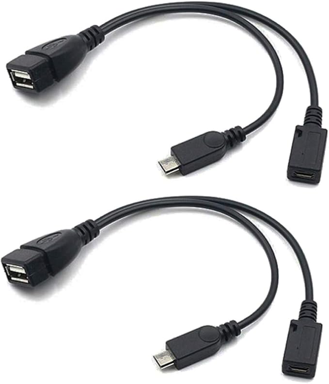 2-in-1 Micro USB to USB Adapter (OTG Cable + Power Cable) for Fire Stick, PlayStation Classic and More - 2 Pack