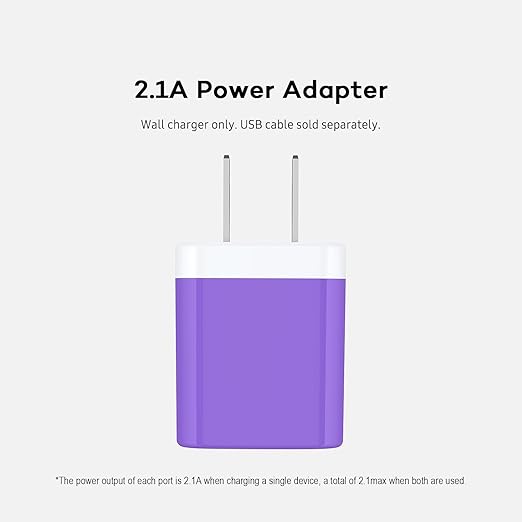 AILKIN USB Wall Charger, Charger Adapter, 2.1Amp Dual Port Quick Charger Plug Cube for iPhone, Samsung Galaxy Double USB A AC Power Adapter US Standard Travel Old Supply Box Charging Block