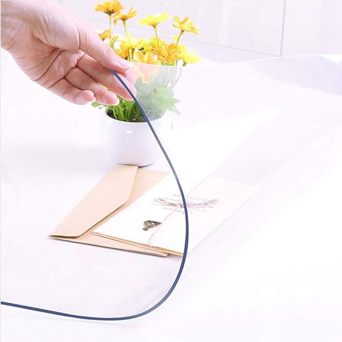 NECAUX Custom 12 x 20 Inch Clear Desk Cover Protector, 1.5mm Thick Plastic Desk Pad Mat, Table Cover Tablecloth Protector for Office Computer Writing Desk, Side Table, End Table, Night Stand, Dresser