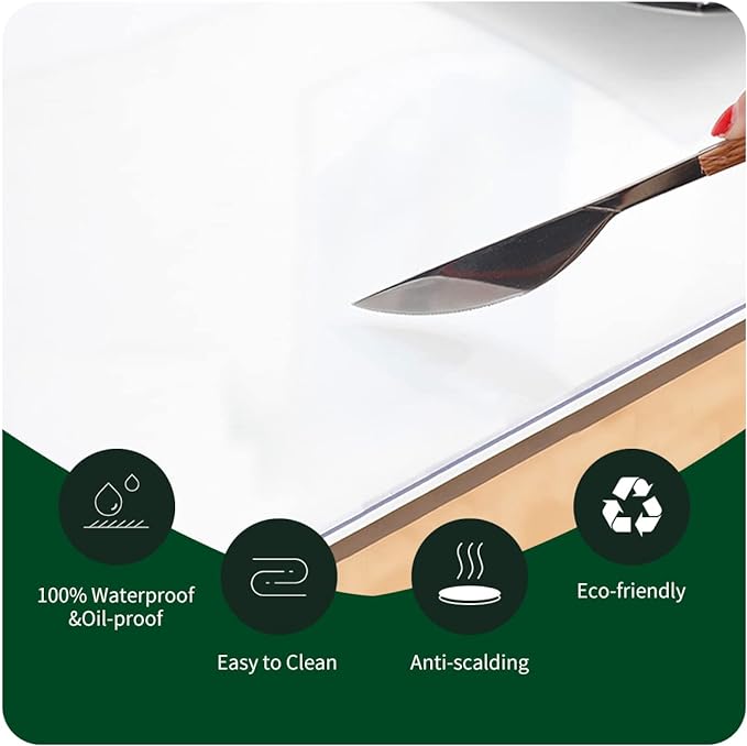 54x72 Entryway Floor Mat Clear Plastic Work Table Dining Table Protector Crystal Vinyl Desk Pad Mat for Coffee Table Writing Desk Work Table Kitchen Countertop Cover Waterproof Rectangular Non-Slip