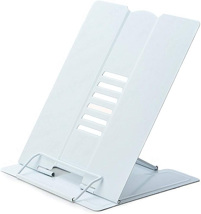Citmage Desk Book Stand Document Holder Heavy Duty Metal Reading Stand with Book Magazine Menu iPad Music Score Speech Draft with 6 Adjustable Positions(White)