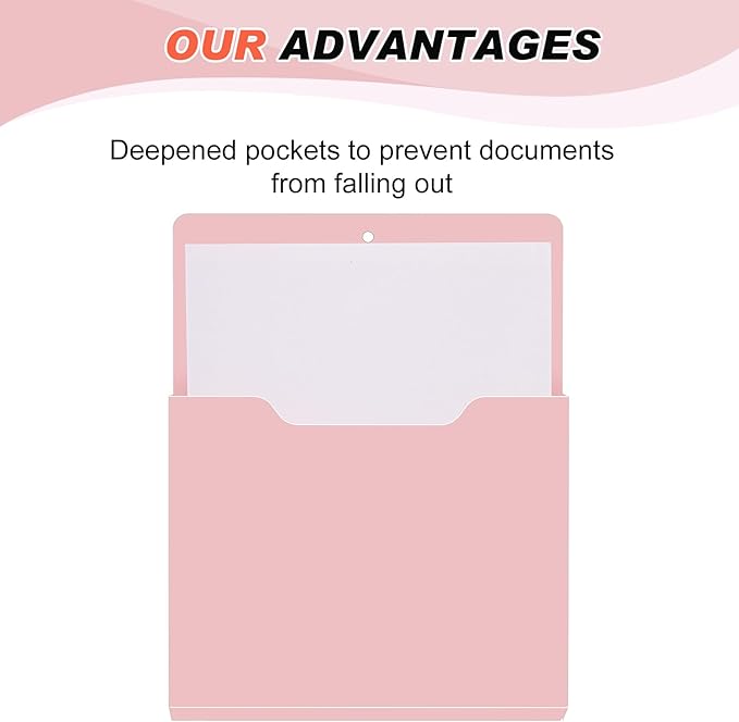 Fuutreo 6 Pcs Magnetic Wall File Organizer Magnetic Wall File Holder Refrigerator Magazine Holder for Mail Letters Paper(Rose Pink,Vertical-large)