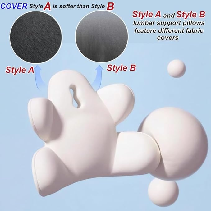 Lumbar Support Pillow for Office Chair, Back Pillow Lumbar Support for Car, Chair, Sofa - Improve Lower Back Pain Relief & Sitting Posture, Memory Foam Back Cushion for Long Sitting (B-Beige)