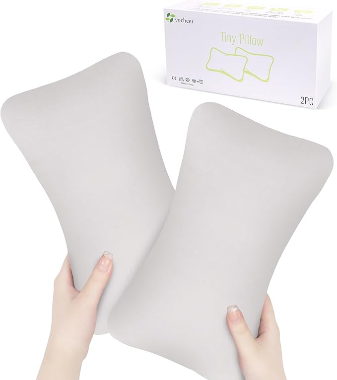 vocheer Small Pillows for Sleeping, 11"x7" Mini Pillow for Travel, Tiny Pillow for Neck, Lumbar, Knee, Wrist, Pets, Cotton Small Back Pillows for Travel, Bed, Office, Machine Washable, Dove-2pc