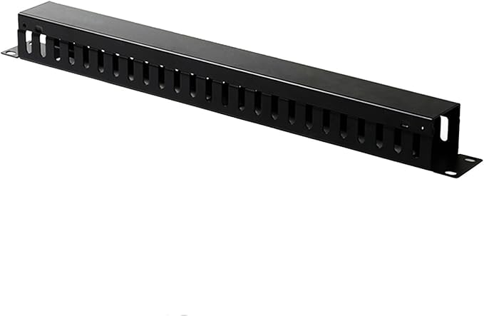 19 Inch 1U Cable Management Horizontal Cable Rack Mount Manager with mounting Screws for Service Rack Cabinet 24 Slot Finger Duct with Cover