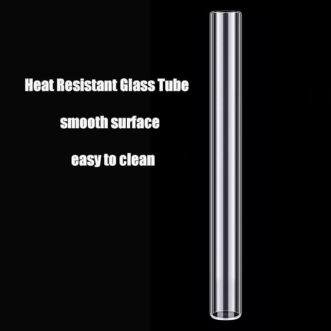 Premium Borosilicate Glass Tube 8mm OD 4 Inch Short Straws Clear Thick-Wall Borosilicate Glass Tubing for Chemistry, Art, DIY Projects - 8 Pack with 2 Brushes