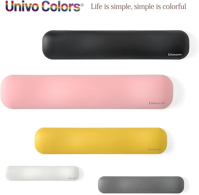 UnivoColors Design-Medium Wave Keyboard Wrist Rest of Medium, Artificial Sheepskin+Memory Foam+Ergonomic+Anti-Slip Gel, Resilience Support During Work and Gaming,Keyboard Accessory,Pink