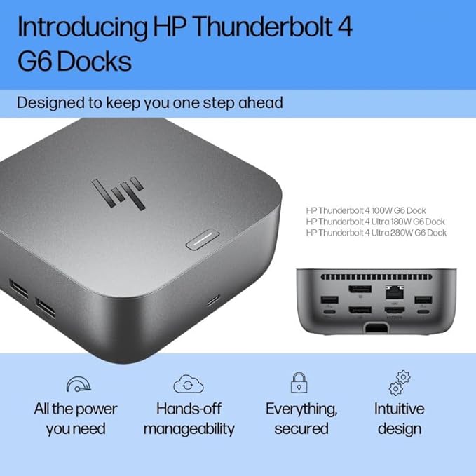 HP 280W G6 Thunderbolt 4 Ultra Dock Port Replicator Bundle w/DKZ Hub AW5M5UT#ABA (Universal Thunderbolt/USB-C Docking Station, Data Transfers to Any Brand Laptop, Single Cable for Charging) 10 Pack