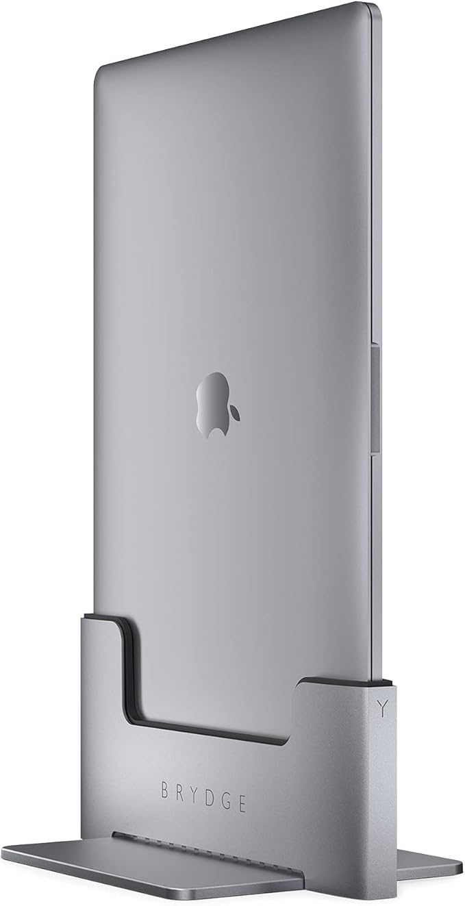 Brydge Space-Saving Laptop Stand | Vertical Docking Station Compatible with 15-inch MacBook Pro (2016-2019), 2 x Thunderbolt™ 3 Ports with 40 Gbps Data throughput (x 2)