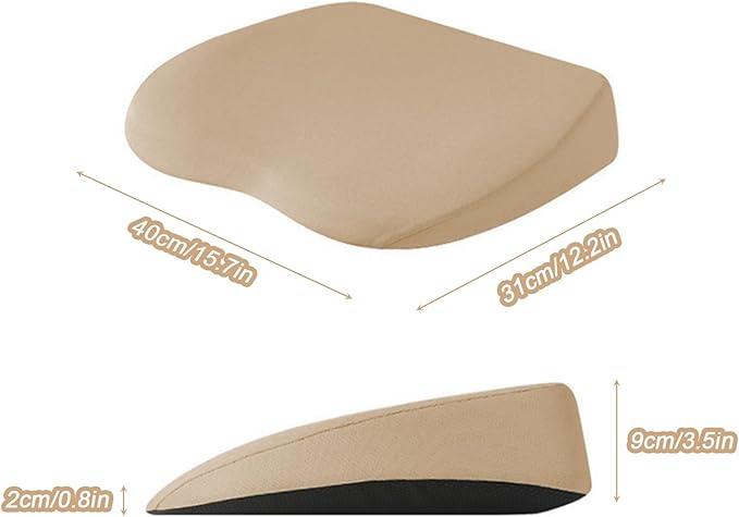 2 in 1 Wedge Car Cushions or Lumbar Support for Driving - 3.5 Inches Soft Memory Foam Driver Seat Cushion for Car Truck - Comfort Coccyx Cushion for Tailbone & Back Pain Relief, Black