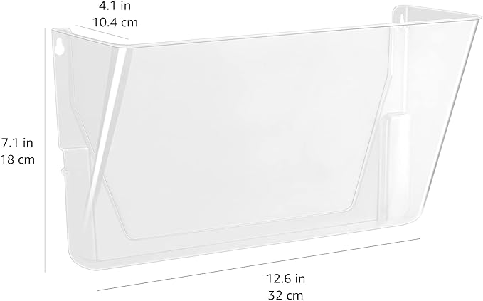 Amazon Basics Expandable Plastic Wall File Organizer,Hanging File Holder,Letter Size,1-Pocket,Clear,Space Saving for Office Home,(Pack of 10)
