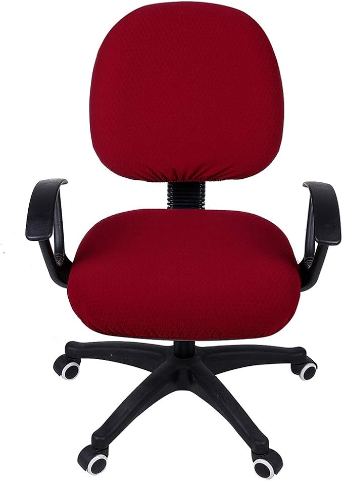 Smiry Stretch Jacquard Office Computer Chair Covers, Removable Washable Universal Desk Rotating Chair Slipcovers Protector, Seat + Backrest Cover, Burgandy