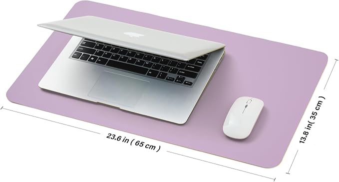 Leather Desk Mat - Small Non-Slip PU Desk Pad for Office and Home - Desk Organization and Accessories - Ideal for Large Mouse Pad and Small Desk Mats on Top of Desks (Purple,23.6"x 13.8")