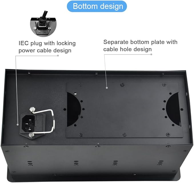 Tabletop Multimedia Connectivity Box with 4 AC Power+2 HDMI+2 RJ45+1 USB3.0 Port +1 USB-C +2 Audio with 5.58ft Power Cord for Conference Room (Black)