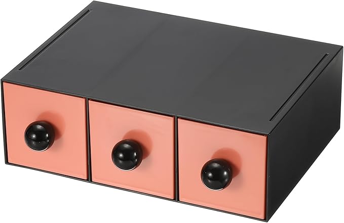 PATIKIL Small Stackable Storage Drawers, Stacking Drawers Mini Desk Bathroom Storage Organizer Cute with 3 Drawer Organizer Plastic for Desktop Office Pens Pencils Tape Charger, Dark Pink