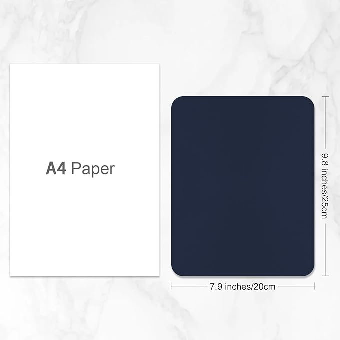 Leather Mouse Pad, Office Mouse Mat Non-Slip Rubber Base Stitched Edge Washable Waterproof Rectangular Mousepad for Office Gaming PC Laptop, 9.8" x 7.9", Dark Blue