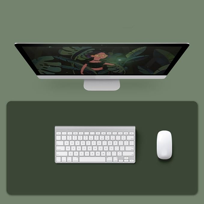 Leather Desk Pad Mat 24 X 12 Inch Large Desk Matt for Desktop,Non-Slip Waterproof Desk Mat for Keyboard and Mouse,Laptop Desk Blotter,Mousepad,Green Desk Mat for Gaming Office Home Work