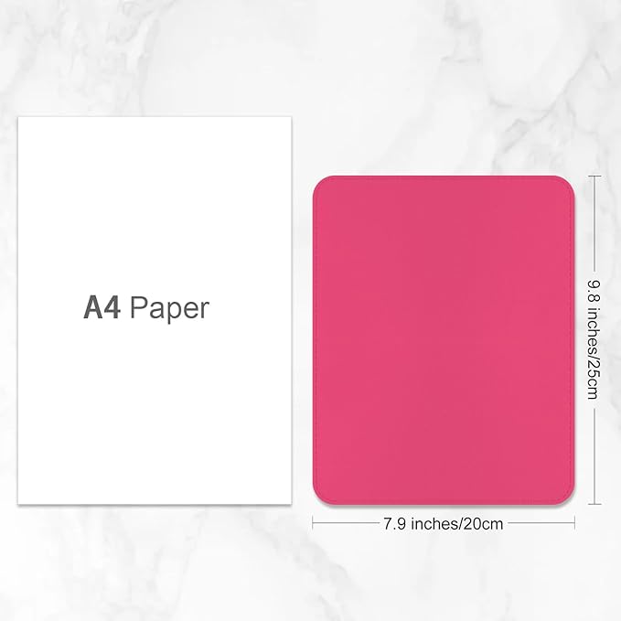 Leather Mouse Pad, Office Mouse Mat Non-Slip Rubber Base Stitched Edge Washable Waterproof Rectangular Mousepad for Office Gaming PC Laptop, 9.8" x 7.9", Rose Pink