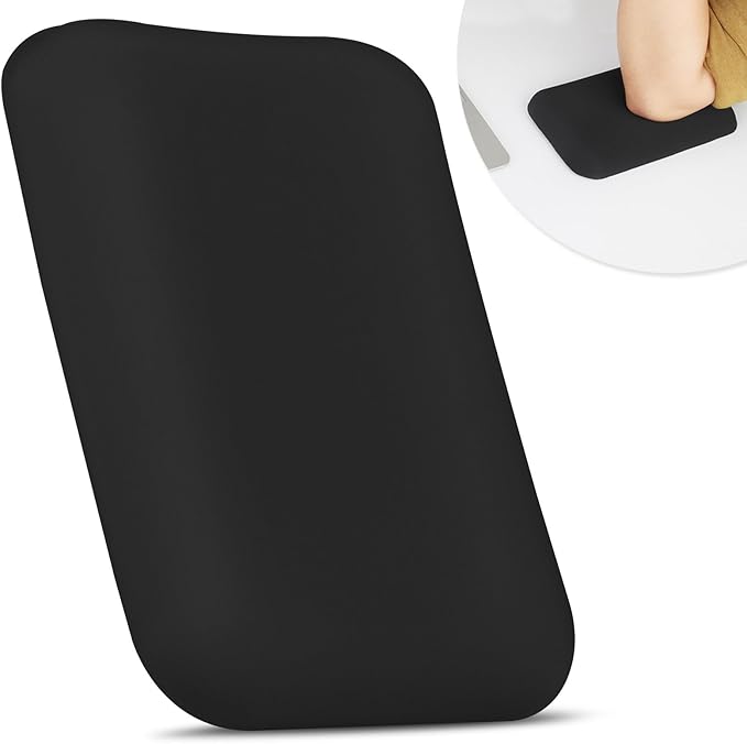 Leolee Elbow Rest Pads for Desk, Black Ergonomic Arm Rest Pads with Memory Foam & Non-Slip Base, Armrest Cushion Support Pad Relieve Elbow and Wrist Pain for Computer, Office, 1 Pack