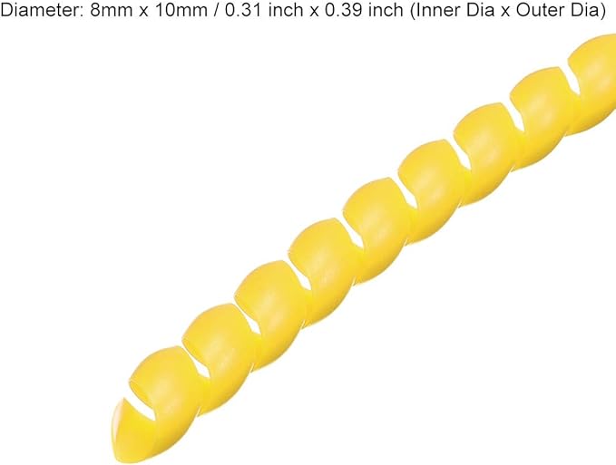 uxcell Flexible Spiral Tube Wrap Cable Management Sleeve 8mm X 10mm Computer Wire Manage Cord 2 Meters Length Yellow