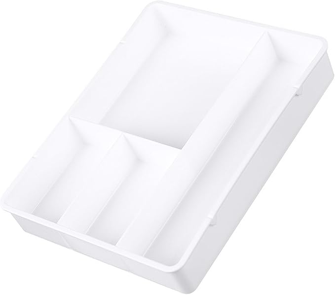 Drawer Divider Tray, Simple Appearance Desk Organizer Box ABS Plastic for Office Student Dormitory (White)