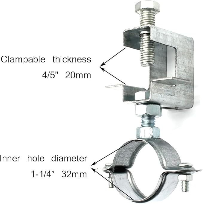 Conduit Hanger with Beam Clamp & Pipe Support Bracket (8 Pcs) - 1-1/4" (32mm) Cable Clamps for I-beam Installation