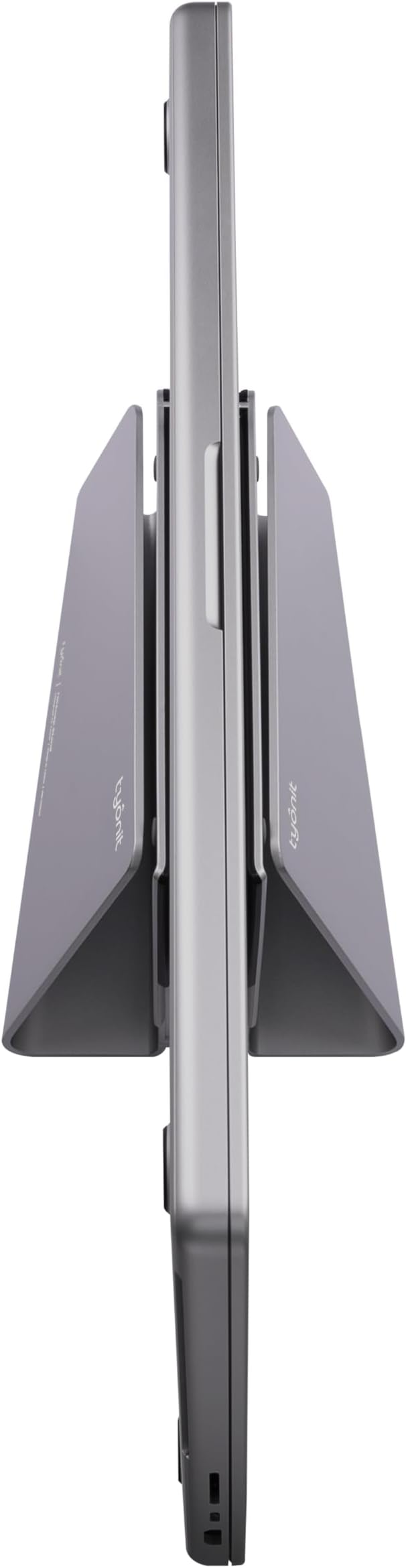 tyonit TiltSnap Pro Vertical Laptop Stand for MacBook Pro 14" & 16", Auto Thunderbolt4 USB-C Connection, Seamless Connection to The Docking Station or Display, 40Gbps, 100W PD, Space Gray