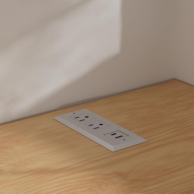 Recessed Power Strip - 2 Pack,20W USB C Fast Charging Station,18W QC3.0 USB-A,Flush Mount Desktop Power Strip with USB Ports,for Sofa Nightstand Counter,Flat Plug,6.5 ft Cord,White