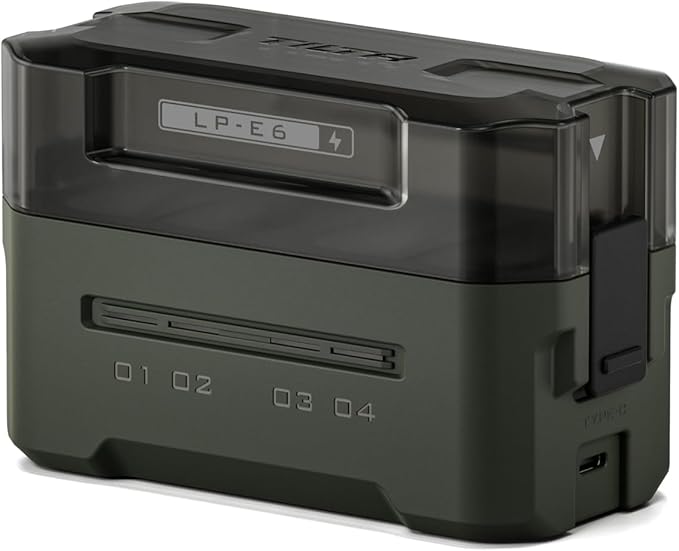 Tilta LP-E6 Portable Charging Station | Compatible with Canon EOS R5 Mark II, R6 Mark II, R7, R6, R5, R5C, R, 5D Mark IV, 6D, 7D Mark II, 90D, 80D, 70D, 60D, 60Da, C50 | Green