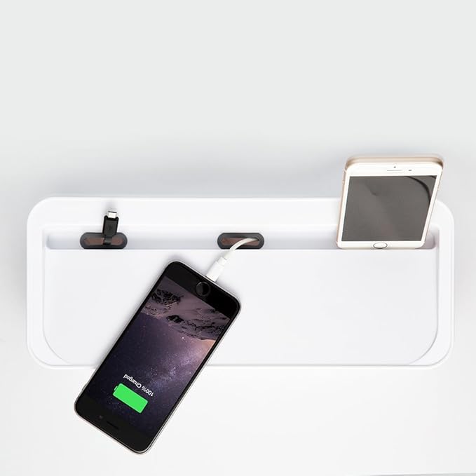 in-Box Desktop Mobile Charging Station & Power Strip Organizing Box, White